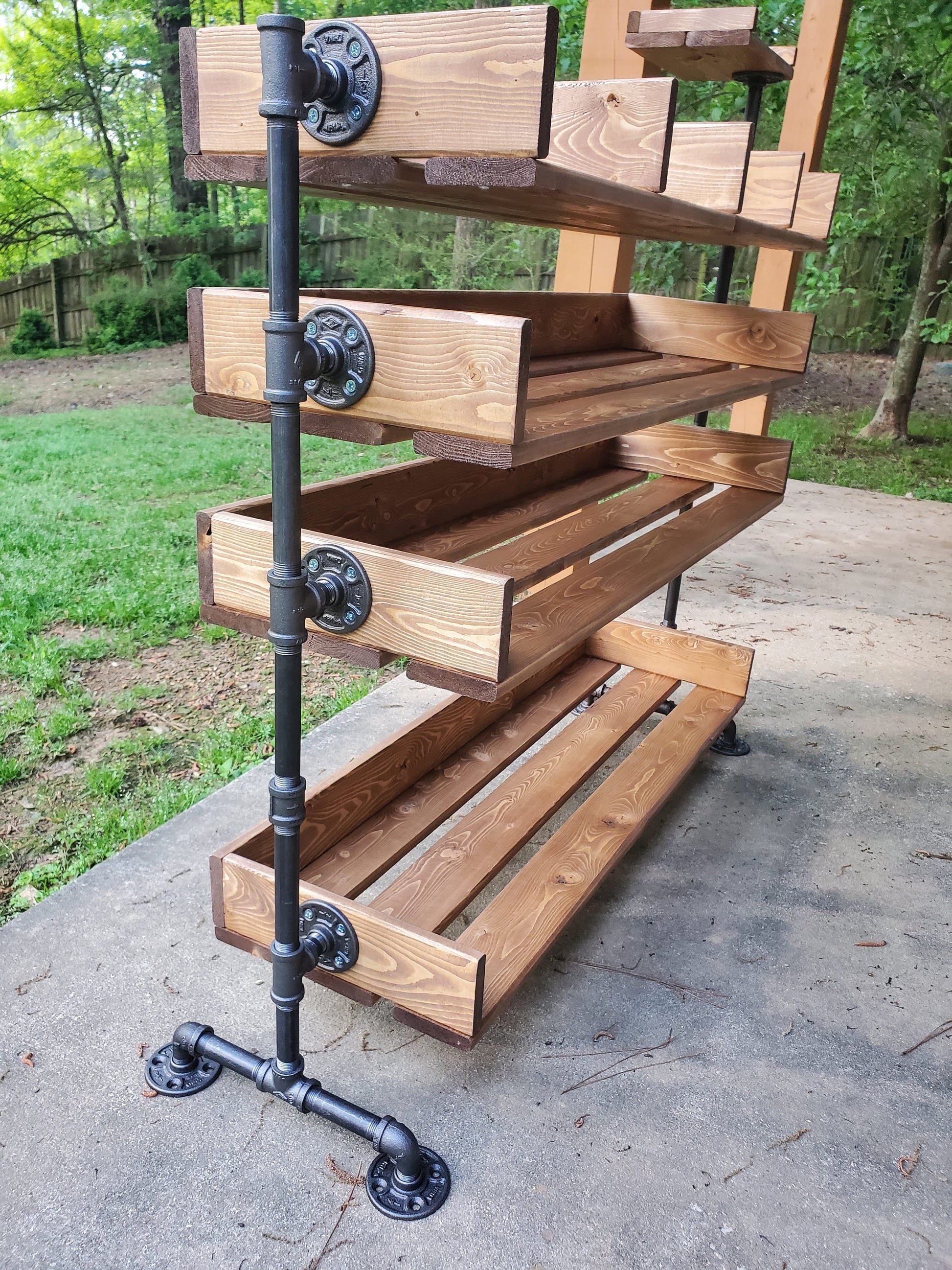 Wide Reclaimed Wood Shoe Stand / Rack / Organizer with Pipe Stand Legs –  Reformed Wood